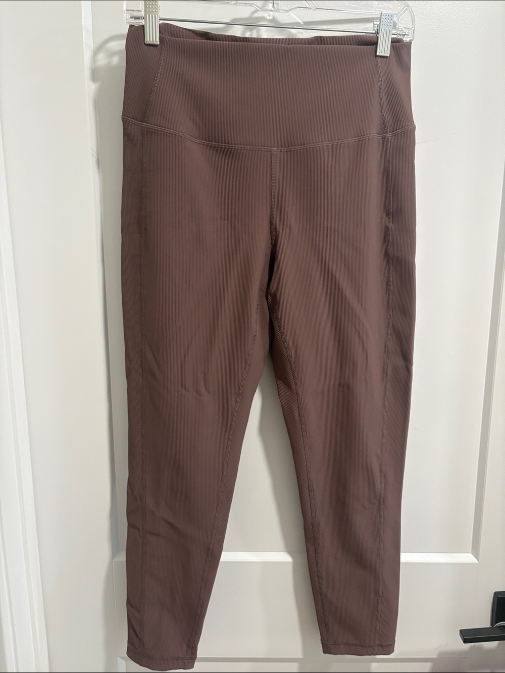 Zella Mauve-Brown High-Waist Ribbed Leggings